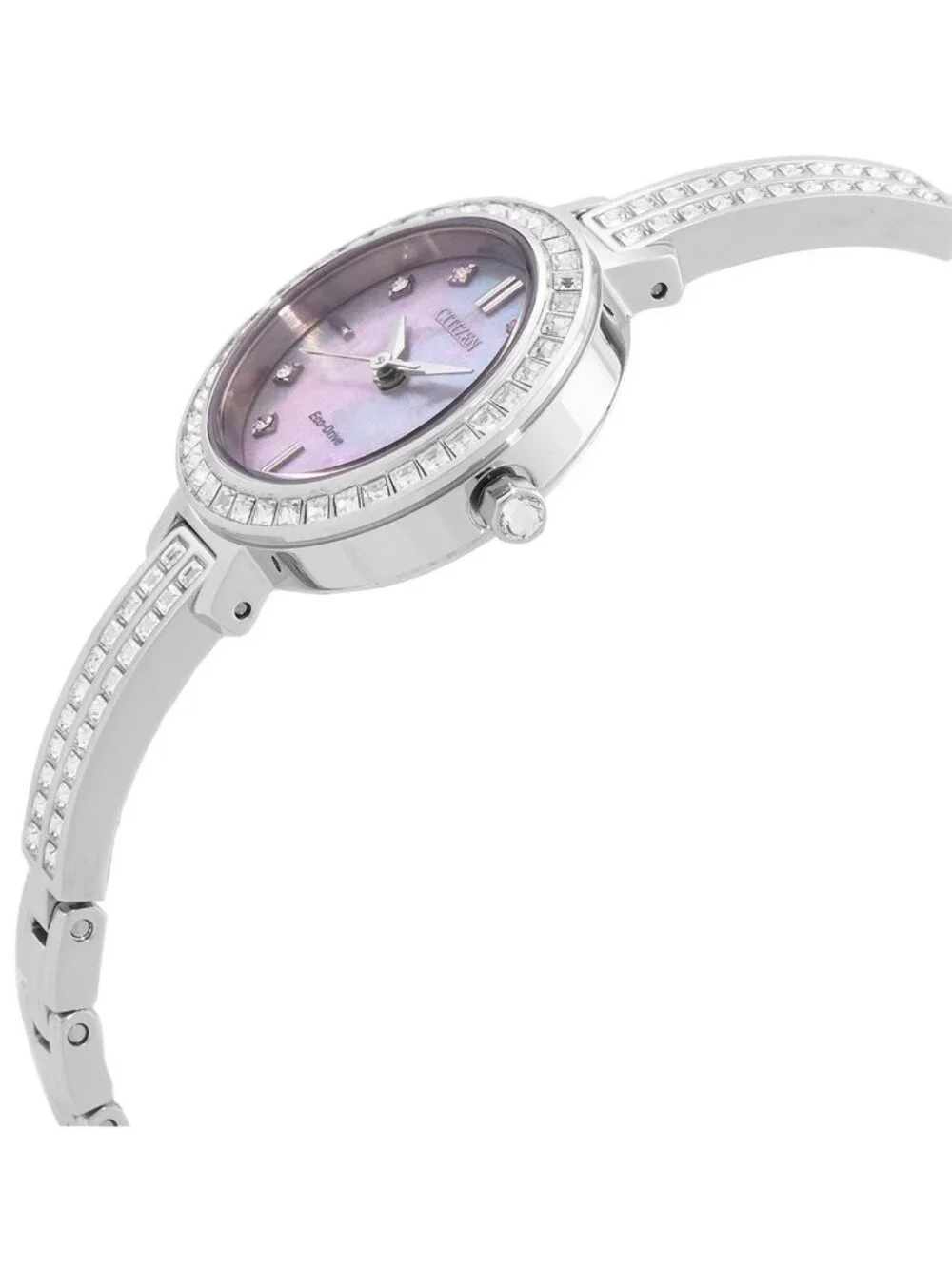 NWT Citizen Silhouette Crystal Eco-Drive White Dial Ladies Watch